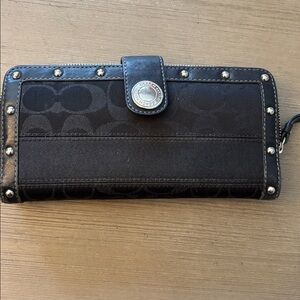 Coach Black Wallet with Silver Accents